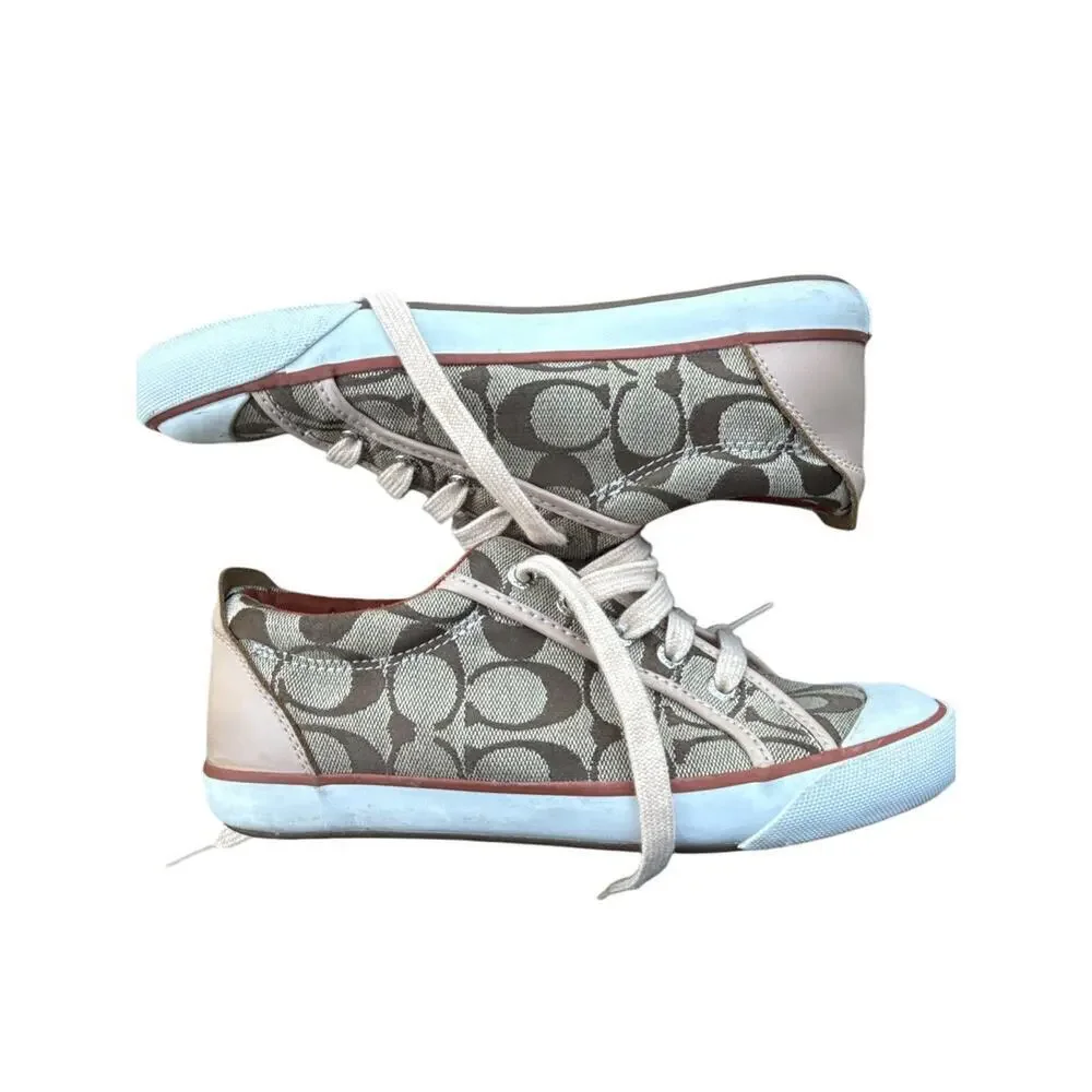 Coach Barrett Women's Sneaker 6M Metallic Pink Canvas Casual Lace-Up Shoes